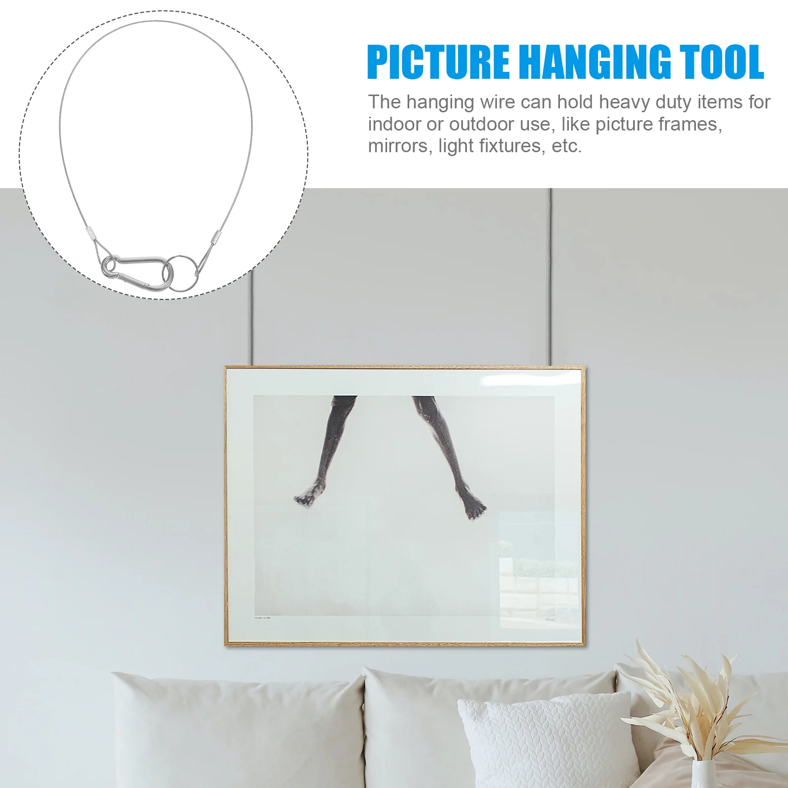 

6 Pcs Stainless Steel Wire Rope Outdoor Safety Adjustable Cable Strap Tether Lanyard