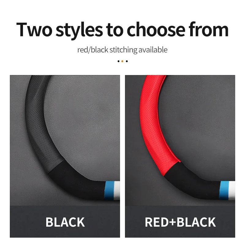 For Toyota C-HR 38CM Steering Wheel Cover Leather Suede Splicing CHR 2.0L 2017 2018 2019 2020 E-CVT 2021 2022 2023 2024