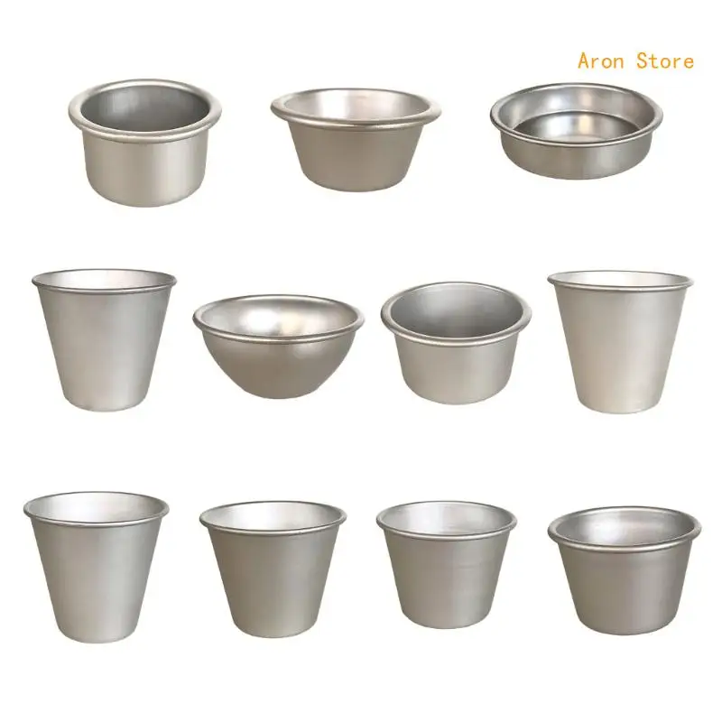 

Set of 10 Nonstick Cups Convenient Aluminums Eggs Tart Cup Oven Safe Moulds Metal Darioles Molds