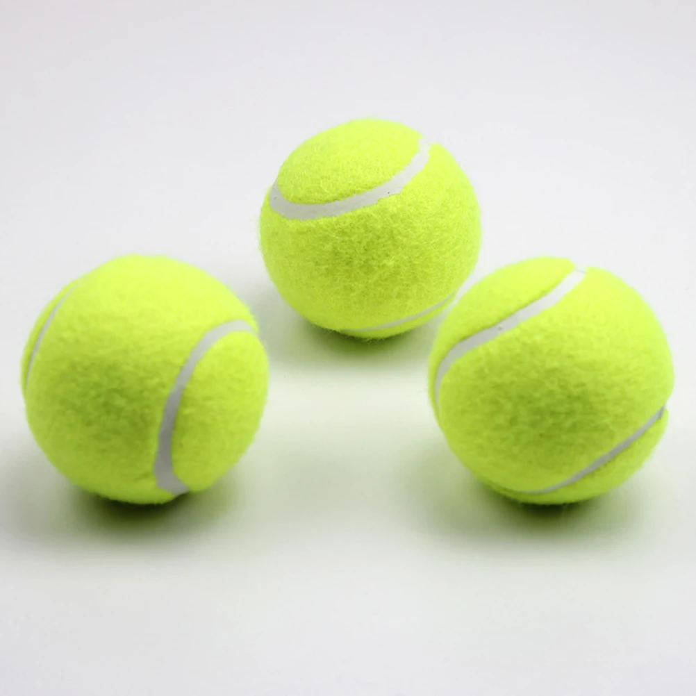 

3 Pcs Tennis Balls Natural Rubber No Woven Felt Training Machine Accessory Yellow Regular Long Performance