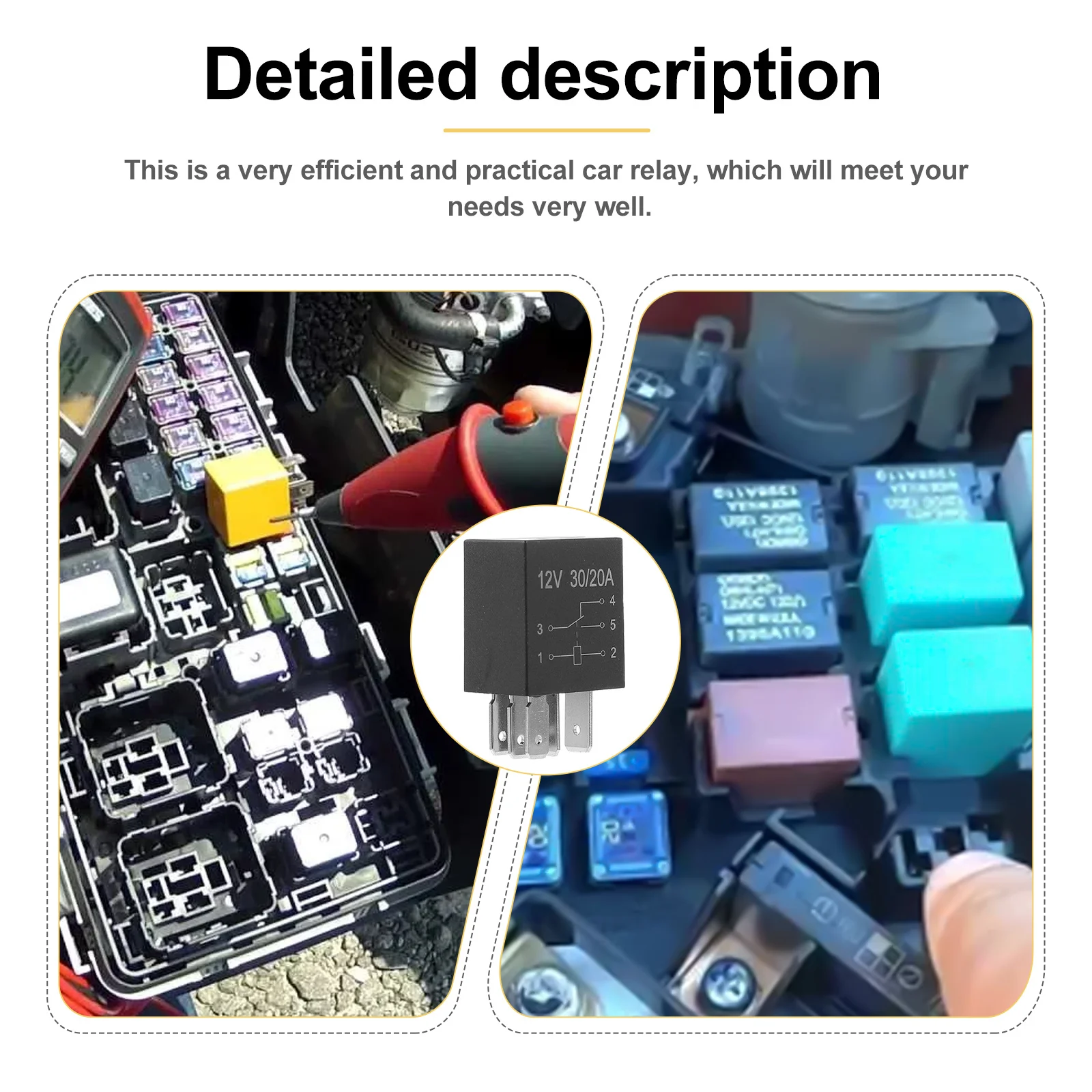 

4Pcs Automotive Relay 12V 5 Pin 30A Copper Coil Silver Contacts High Grade Flame Retardant Plastic Car Relay for Starter Auto