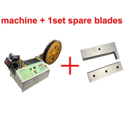 Automatic Cutting Machine with 1set Extra Blade Hot and Cold Cutting for Heat Shrink Tubing Rope Ribbon and Embossing Webbing