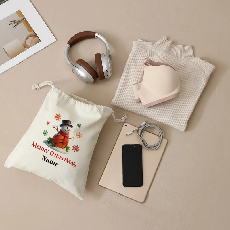 Borsa personalizzata con coulisse beige da calcio Nome personalizzato Regali di Natale di Natale Regalo sportivo per madre, sorella, fidanzata