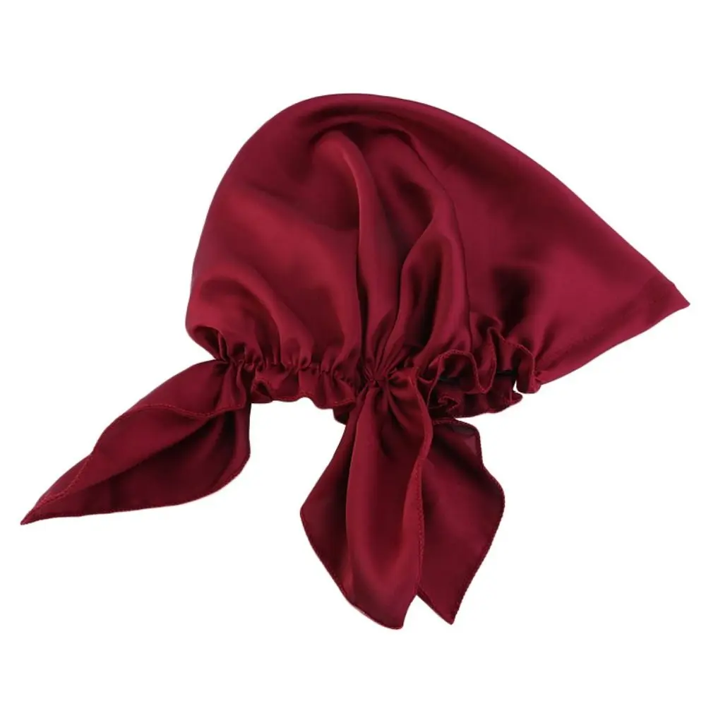 New Women Satin Night Cap Bowknot Sleep Hat Silk Chemo Caps Cancer Hats Long Tail Hair Bonnet Head Scarf Wrap Bandana Headwear