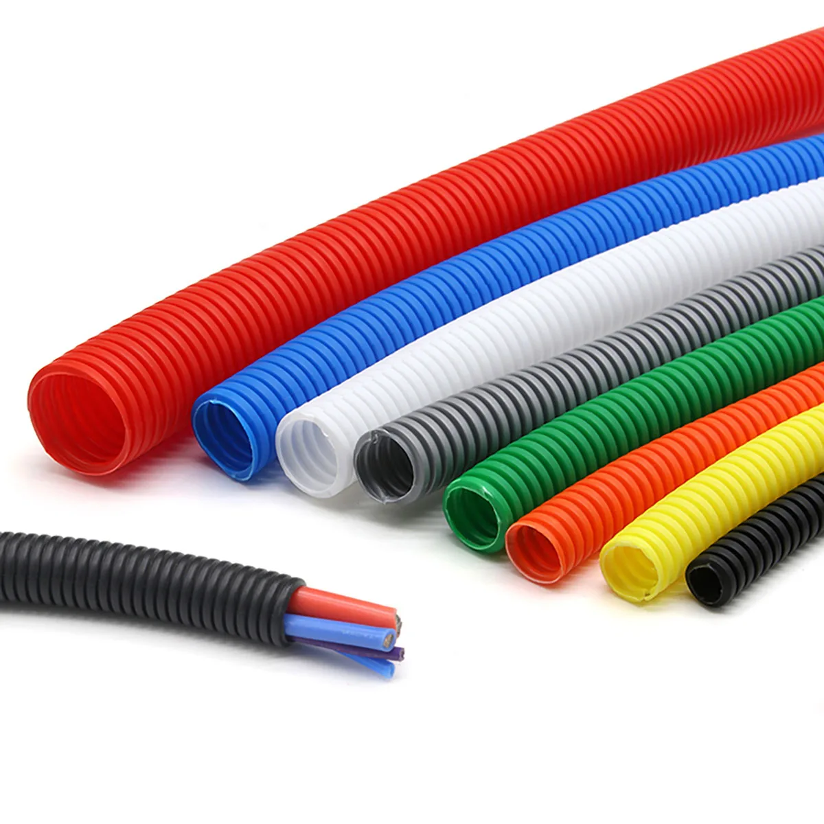 Colors Insulation PP Corrugated Tube Pipe Wire Harness Casing Cable Sleeves Cord Cover Auto Car Mechanical Wire Protecter