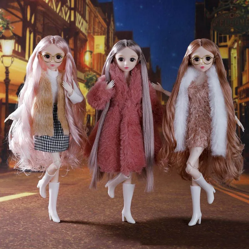 30cm Fashion Exquisite Princess Doll Trend Winter Wear Birthday Gift 1/6 BJD 11 Joints Male And Female Couple Doll Dress Up Toys