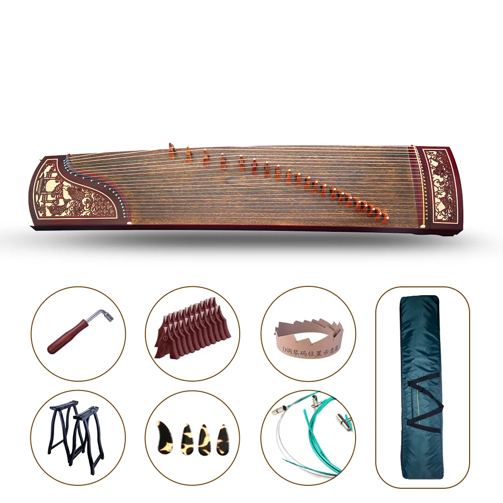 

NAOMI Paulownia Wood Soundboard +Rosy Sandalwood Guzheng 21 Strings Standard Chinese Zither Harp Koto With Full Accessories