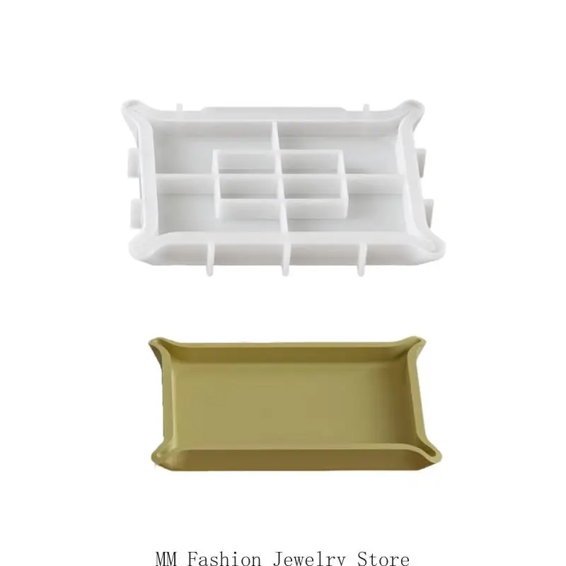 Epoxy Tray Silicone Mold, Rectangular Reusable Casting Form for DIY Storage, Catchall, and Gift Craft Projects D0UB
