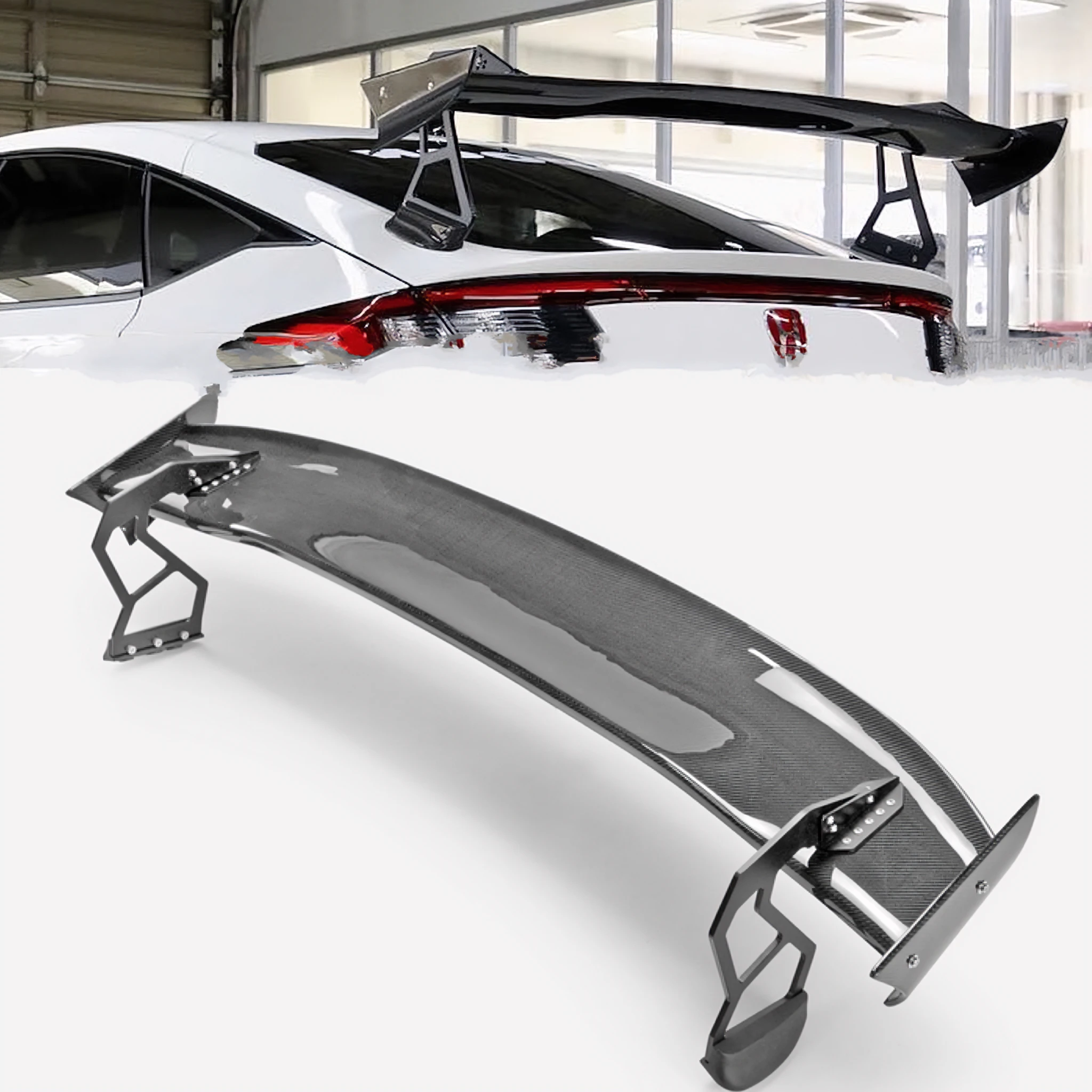 

Carbon Crane Neck Wing Rear Spoiler for Honda Civic Type-R FL5 SPN Rear Spoiler Aluminum Alloy Bracket