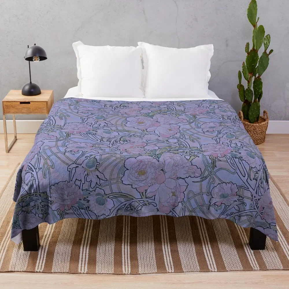 

Alphonse mucha - flowers,N07. Throw Blanket christmas decoration Cute Plaid Bed linens Blankets