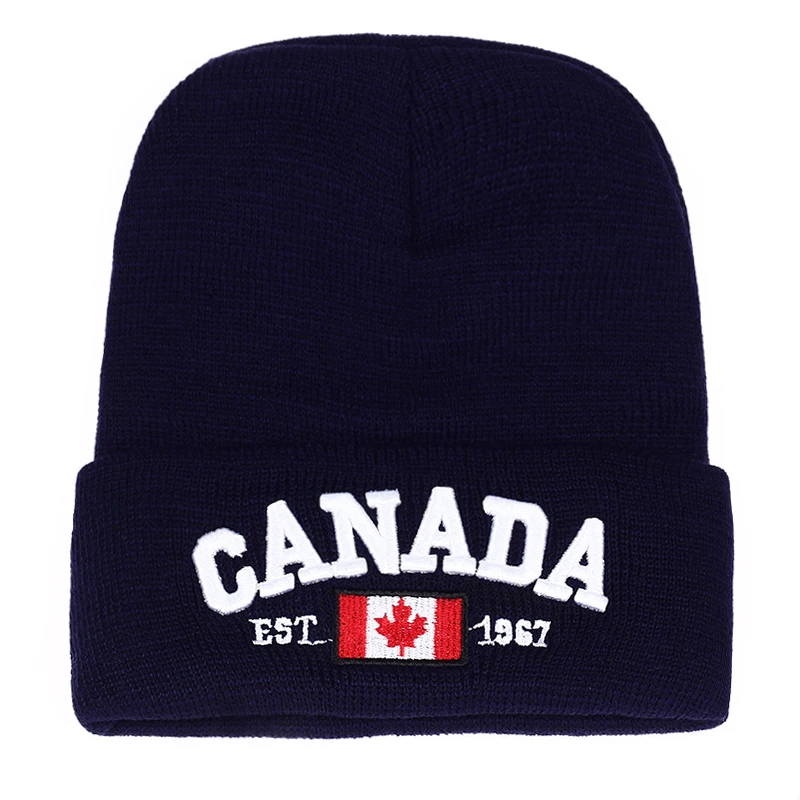 Autumn Winter Knitted hats for men Women Canada Letter embroidery Cotton Caps Autumn hat Casual Boy cap Men Hats