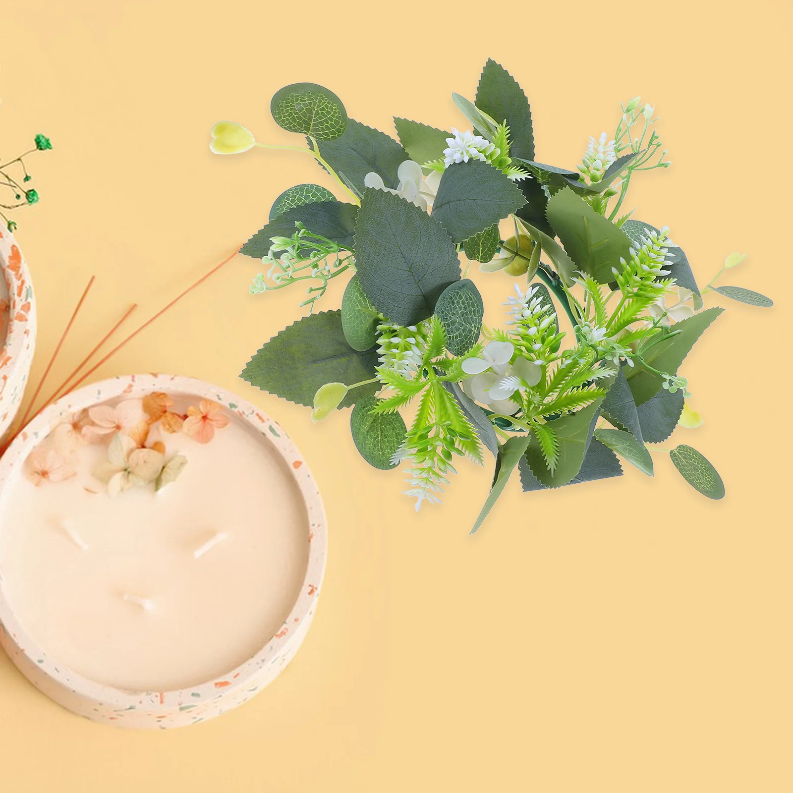 

Artificial Eucalyptus Flower Ring Wreath Small Spring Wedding Easter Christmas Centerpiece Home Table Decor