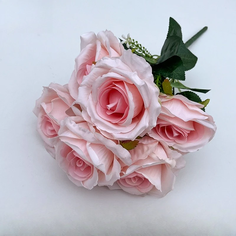 10 Stück Künstliche Aus-Rosen Bündel Seidenblumen DIY Fotografie-Requisiten Hoteldekoration Flache Rose Simulierte Weiße Blume – Detail 4