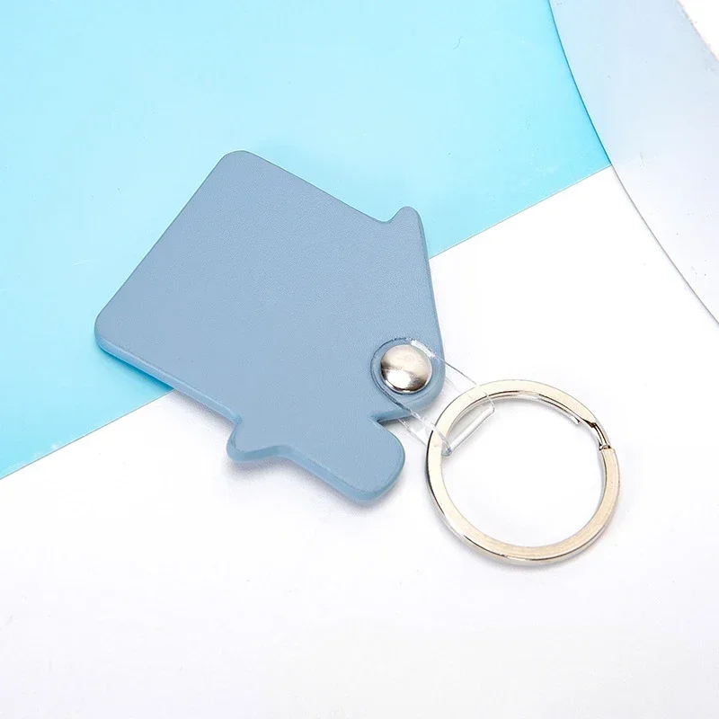 

Customized LOGO PU Leather House Keychain for Men and Women Car Key Chain Ring Laser Engrave Personalized Blank Keyring Gift