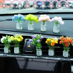 New Creative Wishing Bottle Car Ornament Small Fresh Simulation Flower Glass Vase Auto Centre Console Decoration Accessories