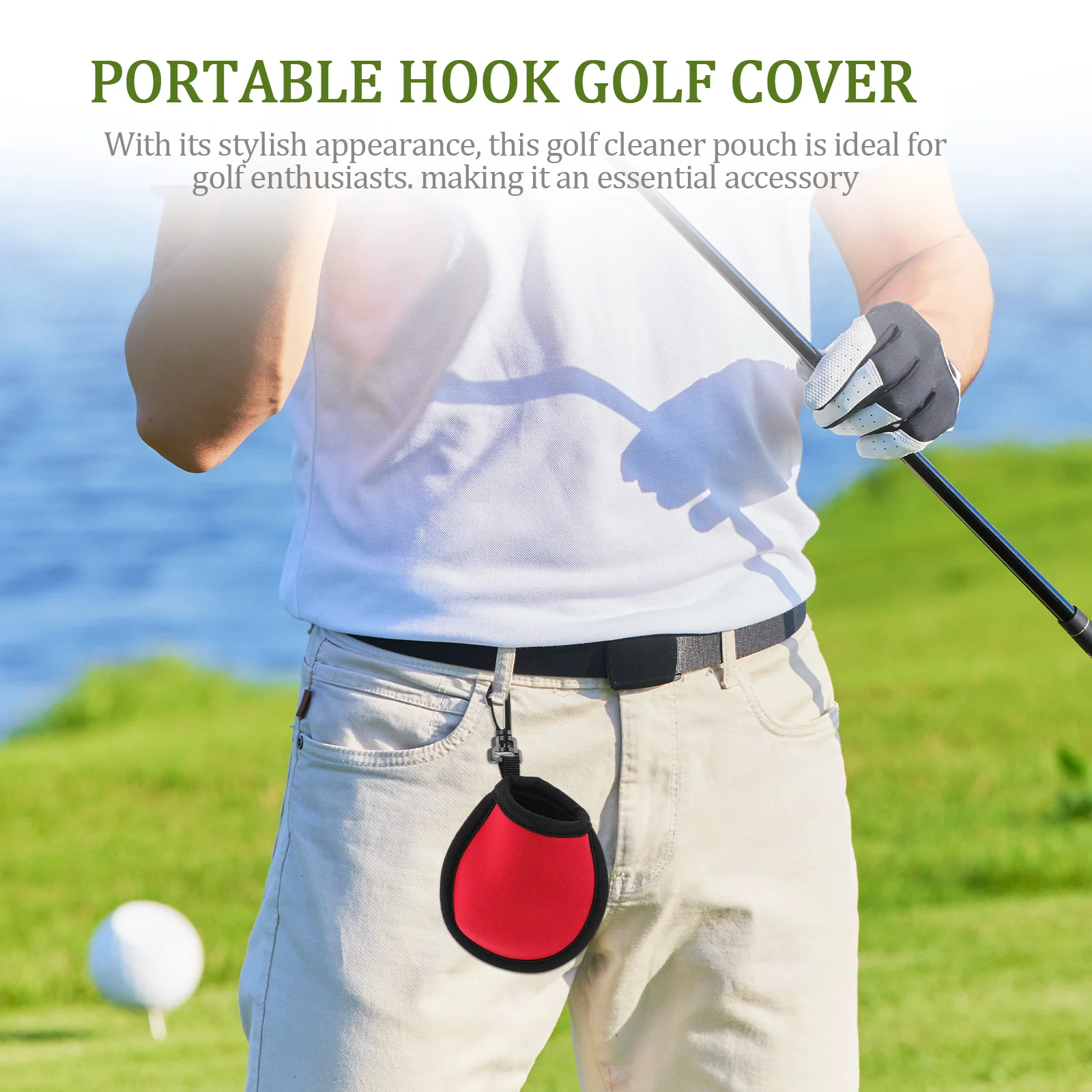6 قطعة حقيبة غسيل كرة الجولف مع مرفق هوك أنيقة ومتعددة الاستخدامات لعشاق الجولف ألوان متنوعة كرة غسالة الحقيبة