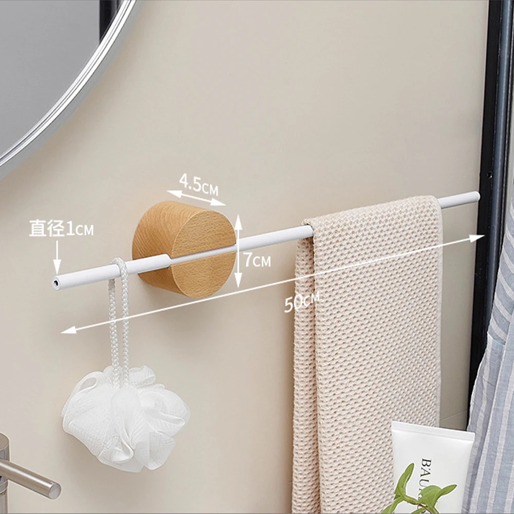 40/50cm Movable Towel Rod Rack Hanger Bath Towel Holder Wall Hanging Towel Bars Aluminium Bathroom Shelf Kitchen Storage Rack