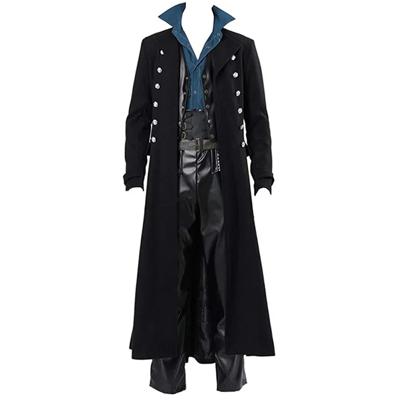 

Cosplay Costumes Gothic Steampunk Tuxedo Long Jacket Men's Black Trench Coat Medieval Halloween Clothing For Men