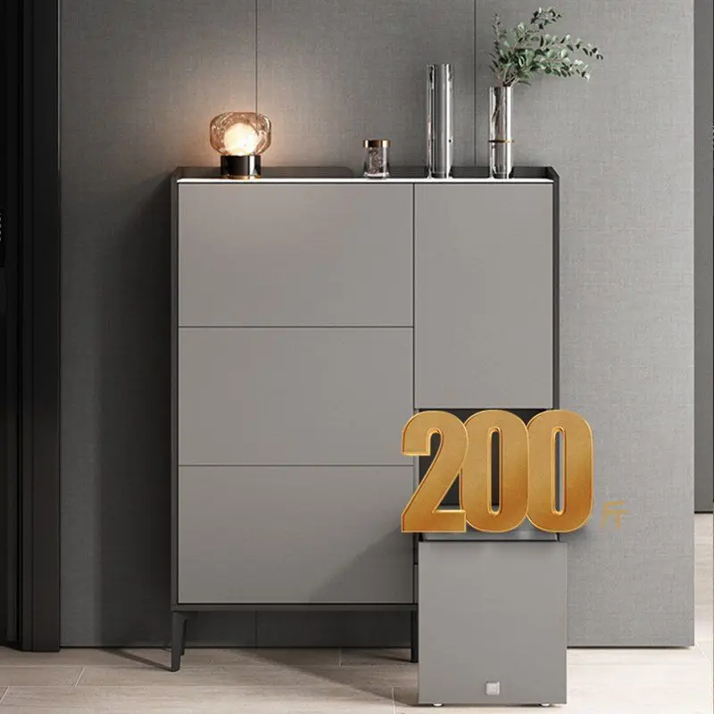 Armoire à chaussures seau à bascule de luxe, Ultra-mince et légère, petit appartement moderne contre le mur