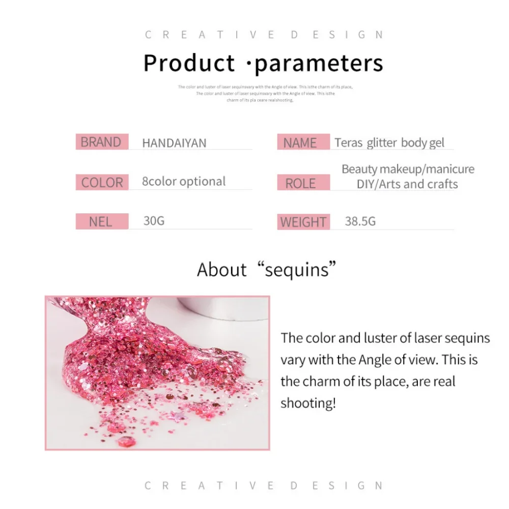 Gel per unghie e capelli con glitter per il corpo multiuso ad alta lucentezza Decorazione viso impermeabile a lunga durata per paillettes festival di feste