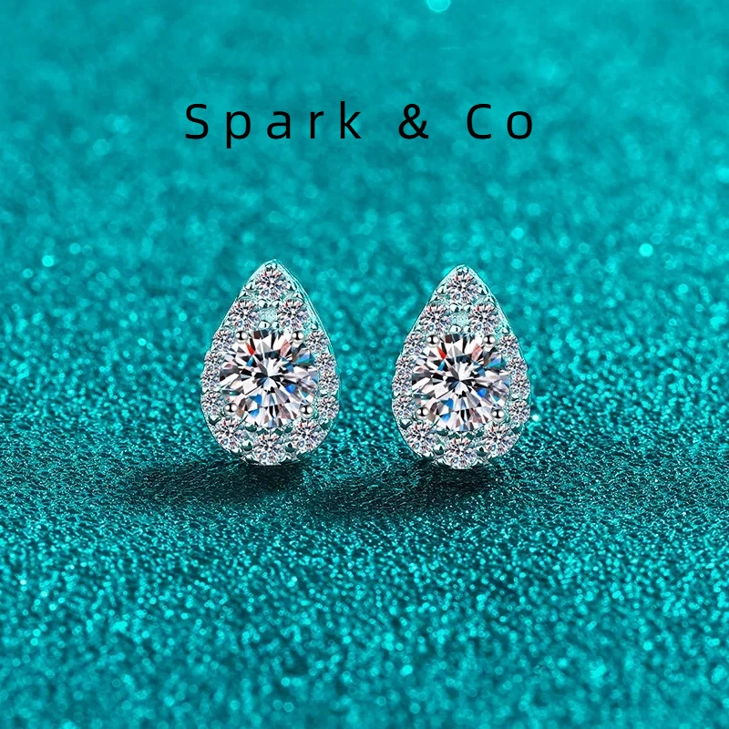 

Spark & Co PT950 Платиновые серьги грушевидные серьги с муассанитом в форме капли, простые, повседневные, универсальные