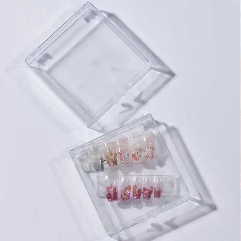 Plastic False Nail Tips Case Nail Art Display Stand Wearable Nail Organizer Fake Press On Nail Packing Box Jewelry