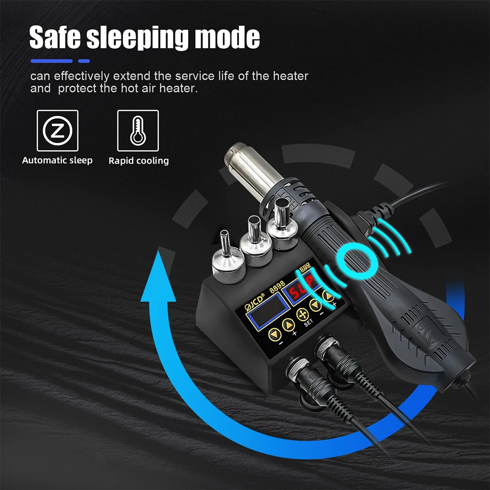 JCD 8898Max Soldering Station 750W 2 in 1 Soldering Iron Hot Air Gun Rework Welding Station Set For Phone Welding Repair Tools