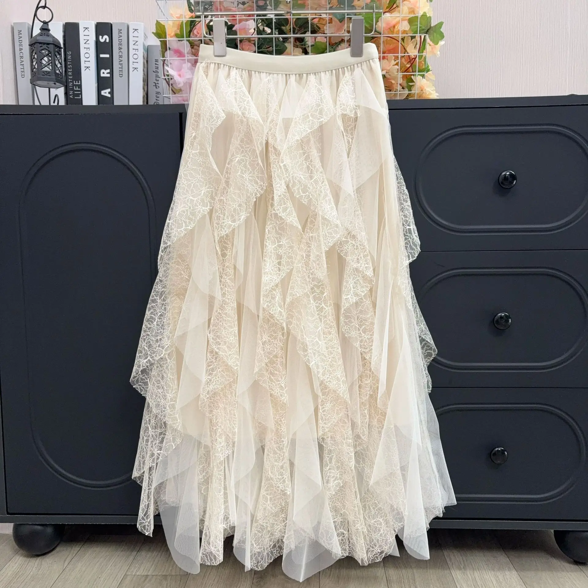 Plus Size Summer Fashion Women High Waist Polyester Mesh Comfortable Polyester Solid Color Long Skirt Women Clothing Outfits