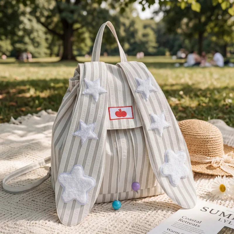 

Cute Rabbit Ear Backpack Large Y2k Capacity Commuter Shoulder Bag Everyday Chic High Aesthetic Campus Bag For Women Teens Girls