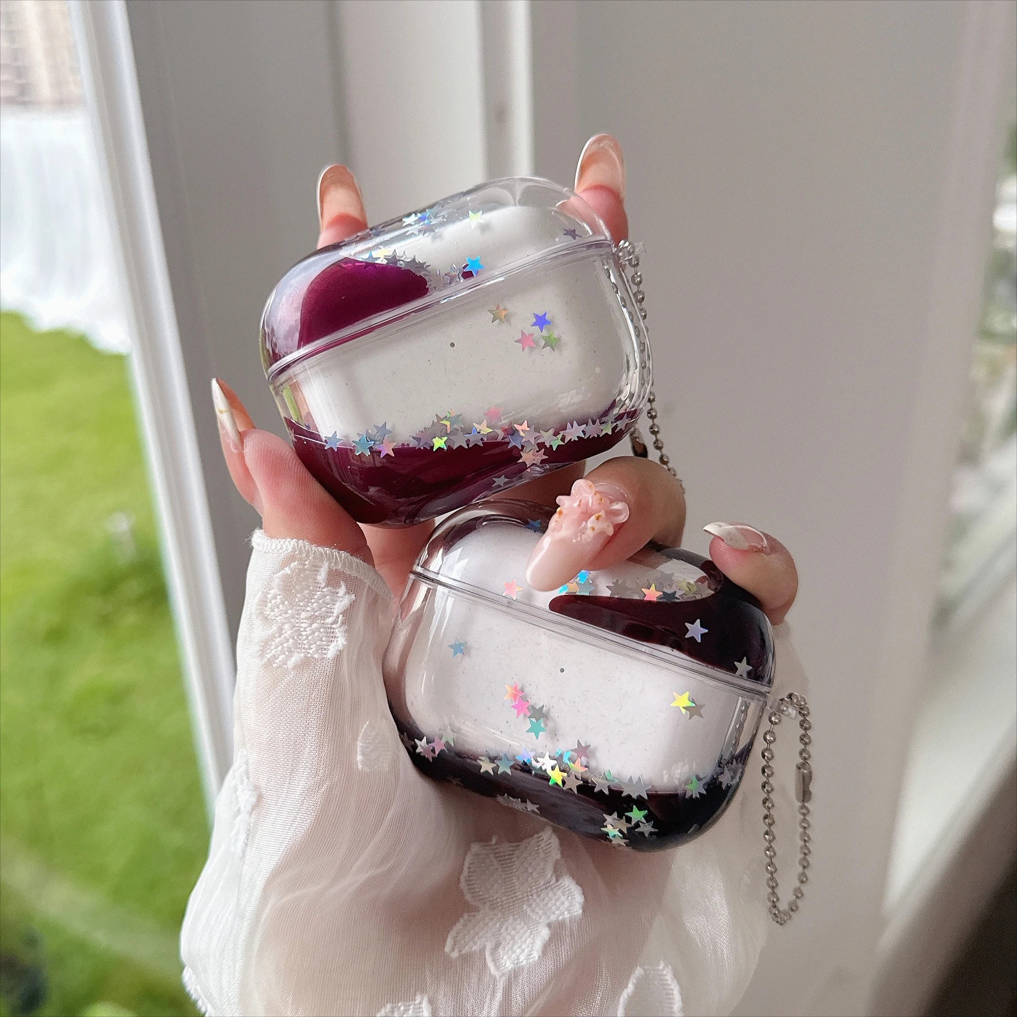 

Luxury Transparent Fun Liquid Earphone Protective Cover for AirPods 1 2 3 Pro AirPods 4 and Pro2 Convenient To Carry