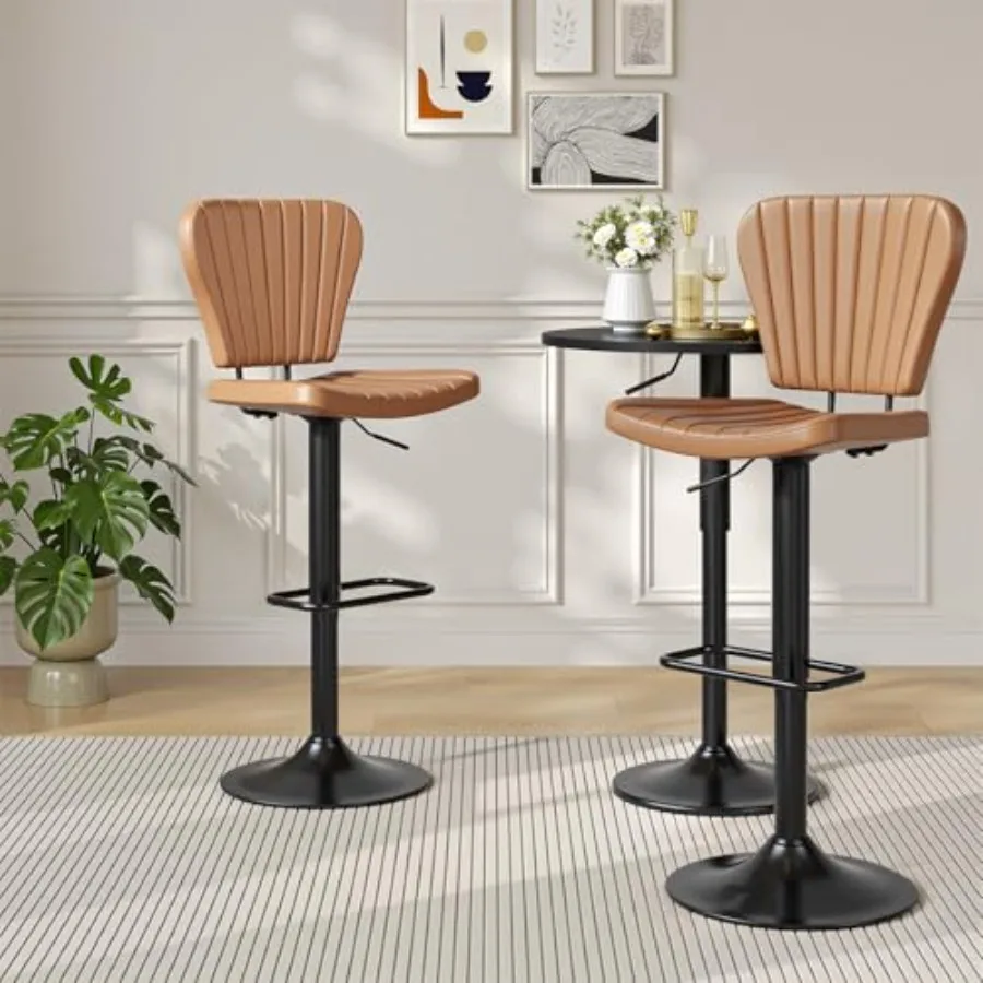

HOOBRO Bar StoolsAdjustable Bar Stools Set of 2 360 Swivel Bar Chairs with Padded Seat Kitchen Breakfast Stools for Kitchen Din