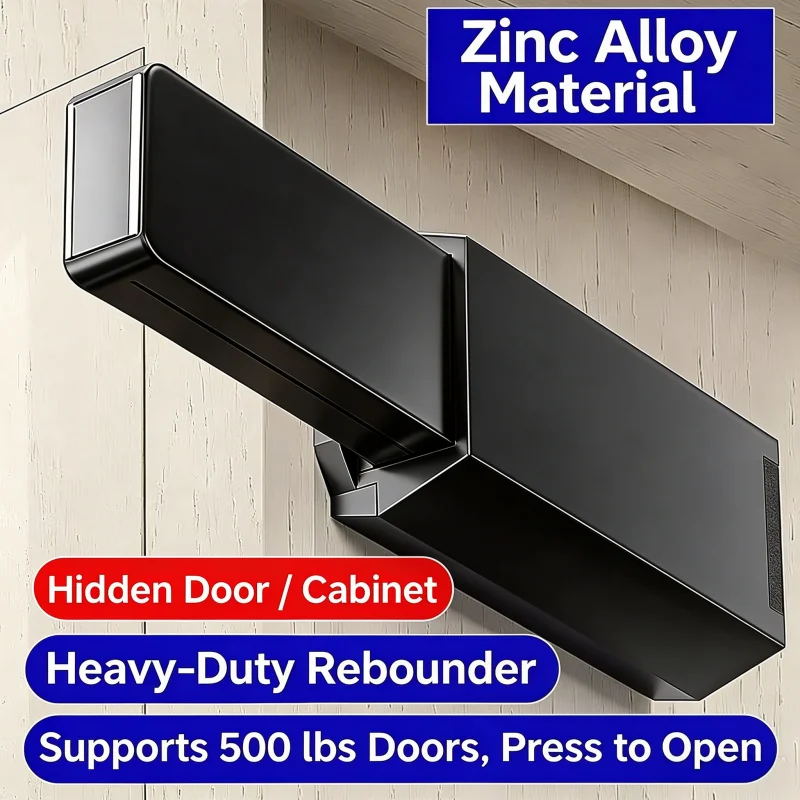 Heavy Duty Hidden Door Spring Rebound Device, Push Open Magnetic Cabinet Latch, Automatic Pop Up Catch for Secret Invisible Door