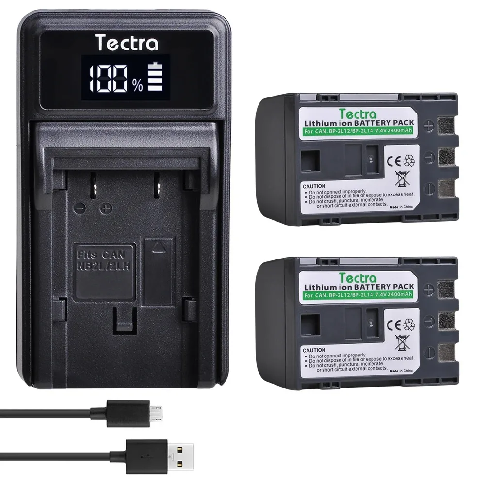 Tectra BP-2L12 BP-2L13 BP-2L14 Lithium-ion Battery/Charger for Canon DC320 Elura 50 Vixia HV20 ZR100 ZR200 ZR300 ZR500 ZR960
