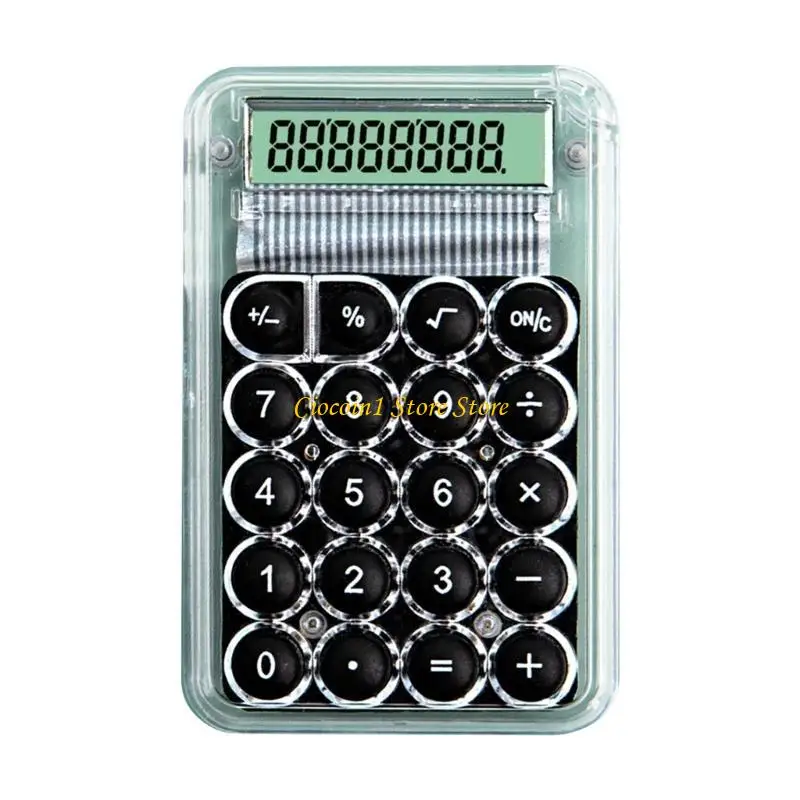 A3PC Pocket Mechanical Calculator 8 Digit Calculator Clear Candy Color Calculator with Big Buttons