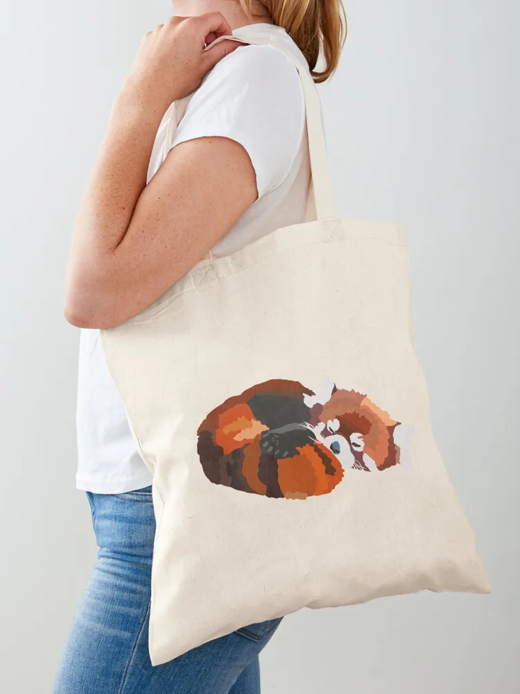 R مخصص لـ Red Panda Tote Bag حقيبة تسوق قماشية حقيبة للشاطئ حقائب حمل مخصصة للنساء الفاخرة