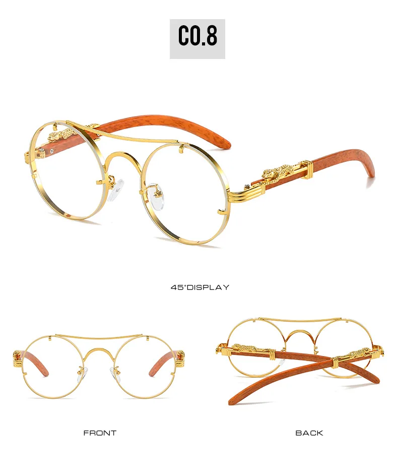 Vintage Runde Sonnenbrille Männer Frauen Luxus Marke Designer Gepard Metall Casual Brillen UV400 – Detail 13