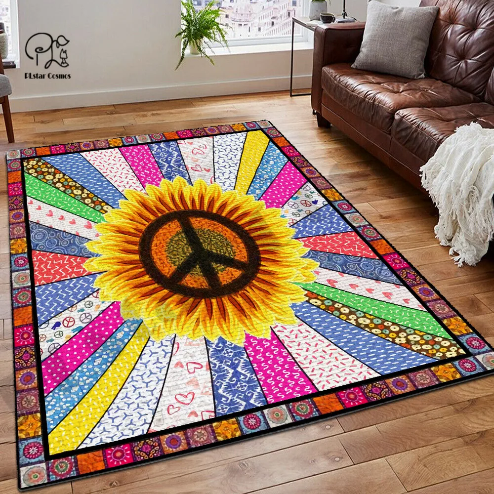 

PLstar Cosmos Hippie Sunflower Area Rug 3D Printed Room Rug Mat Floor Anti-slip Large Rug Carpet Home Decoration Style-1