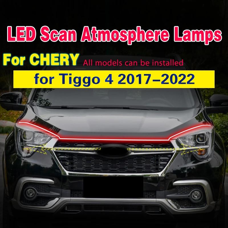 DRL For Chery Tiggo 4 2017-2022 Waterproof Flexible LED Daytime Running Lights fog lamp Decorative Ambient Lamp Strip Universal