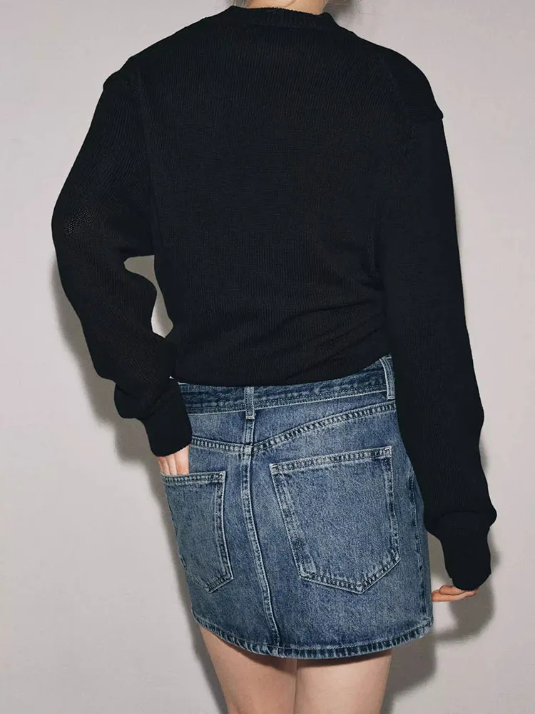 

Summer New Women's Short Denim Skirt Washed Effect Spicy Girl Style mid Waist Jeans Skirts for Young Women 18-25 Years Old