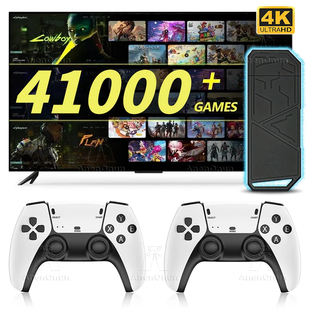 4K Game Stick 41000+ Games 9 Classic Emulator TV Video Game Console High Quality Emuelec Retro Gaming Machine with 2 Controller