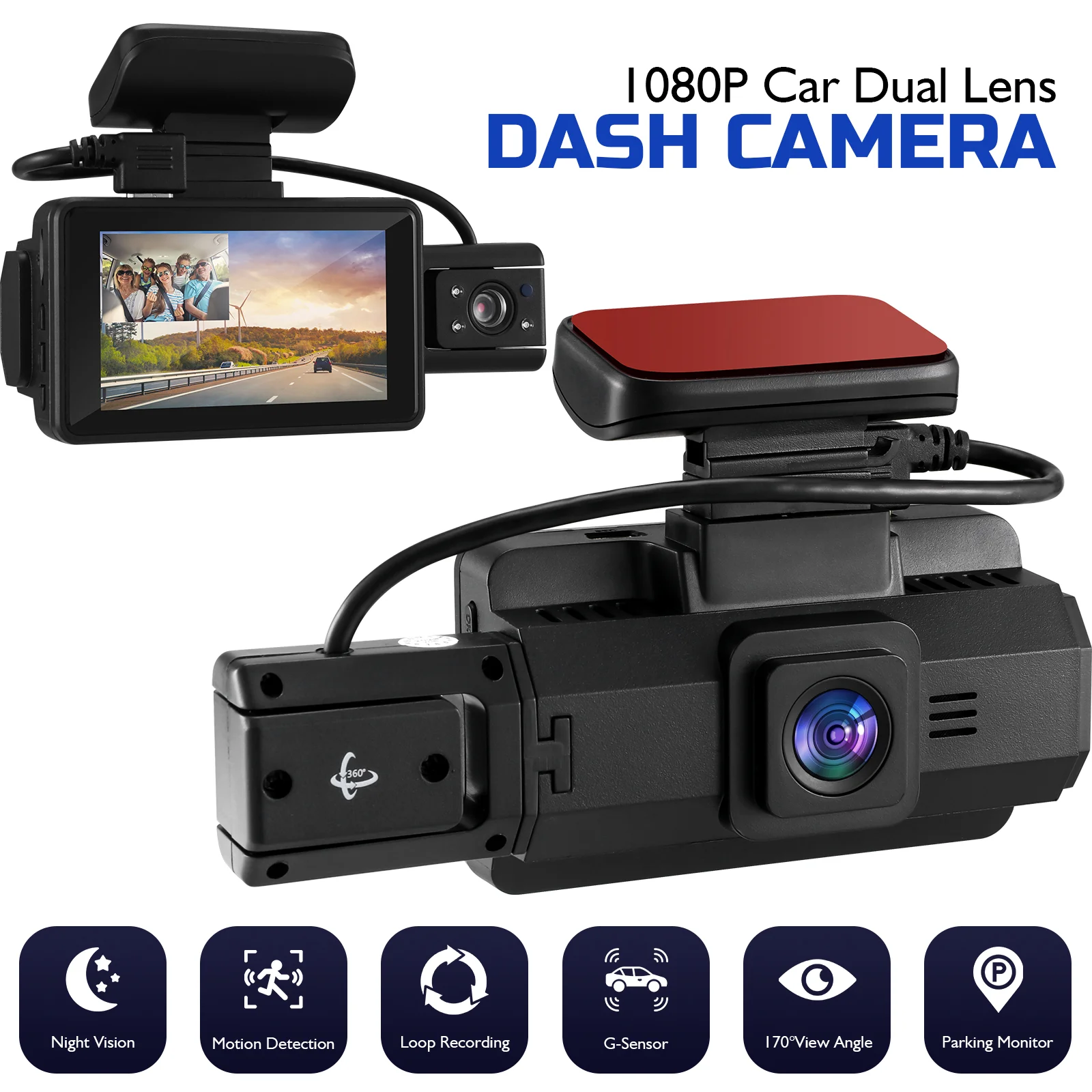 

Driving Recorder Dash Camera with Parking Mode Video Dashcam for Cars Front and Back Abs