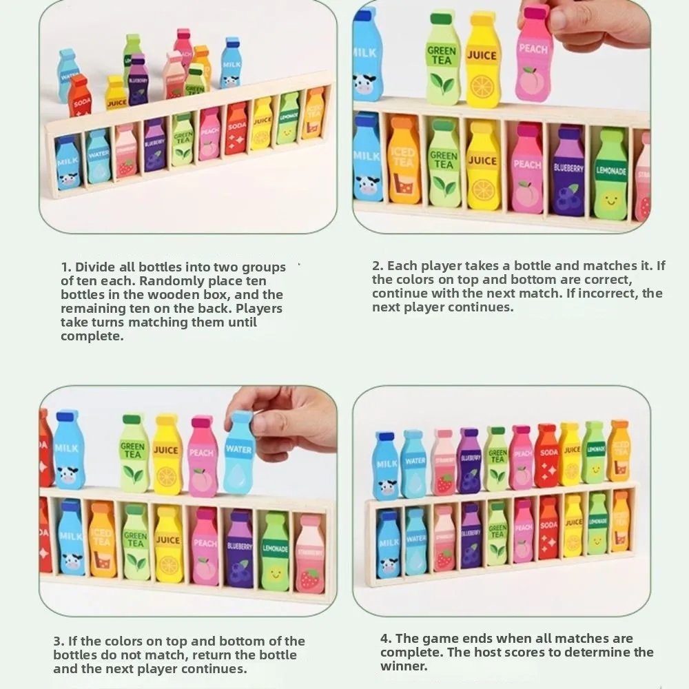 Creative Bottle Thinking Game Logical Thinking Beverage Theme Montessori Color Sorting Toys Innovative Thinking Memory Training