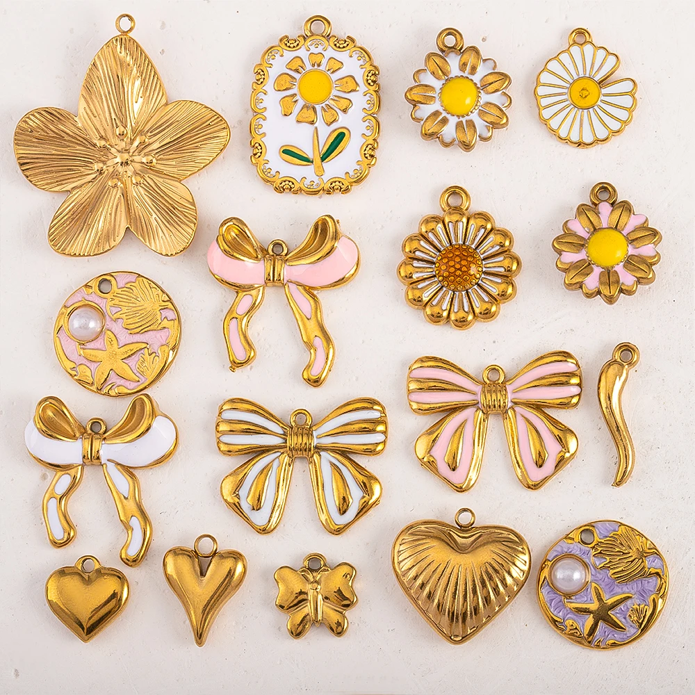 

2 шт. 5 шт. нержавеющая сталь цветок бабочка любовь сердце бант кулон для DIY ожерелье серьги подарок аксессуары для изготовления ювелирных изделий