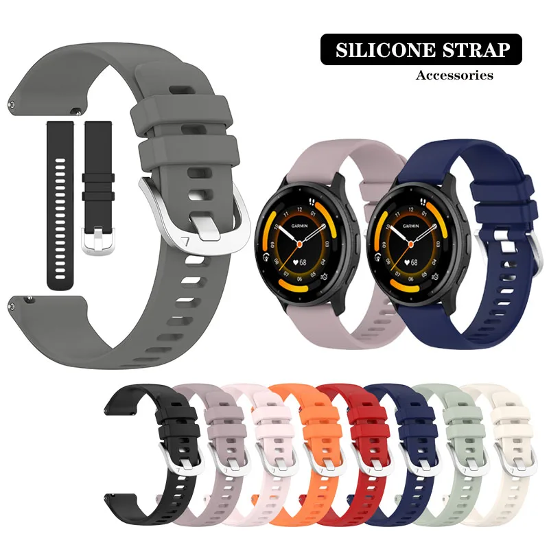 18mm 20mm 22mm Silicone Strap Band Bracelet For Garmin Venu 3 3s/ Venu sq 2 / 2s / Vivoactive 3 4 5 4s / 165 245 645 Music 255