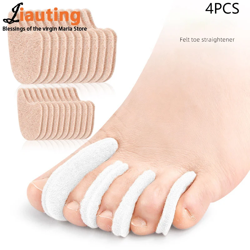 4PCS Felt Toe Straightener Thumb Eversion Overlapping Toe Separator Daily Toe Divider With Large Foot Bone Eversion Foot Care