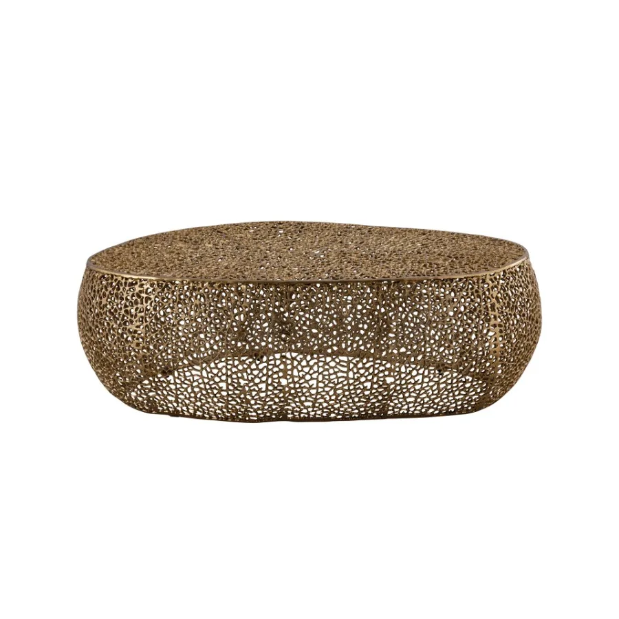 Mesa de centro oval T360150 dourada