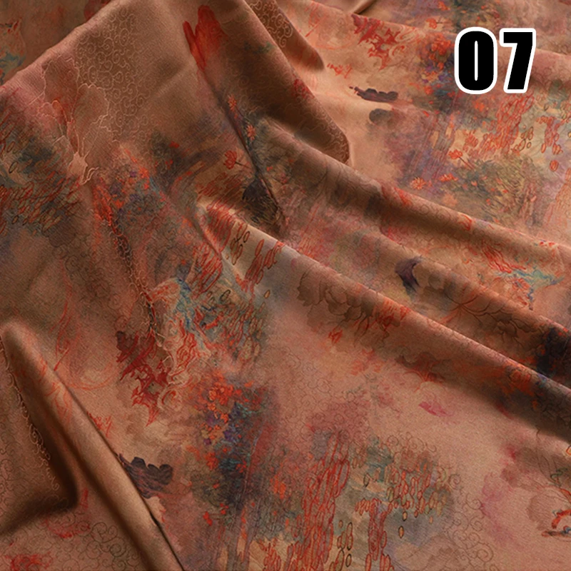 

50*150cm High-end Imitation Silk Cloud Gauze Fabric Thin Soft Chinese Style Cotton Satin Fabric DIY Cheongsam Hanfu Dress