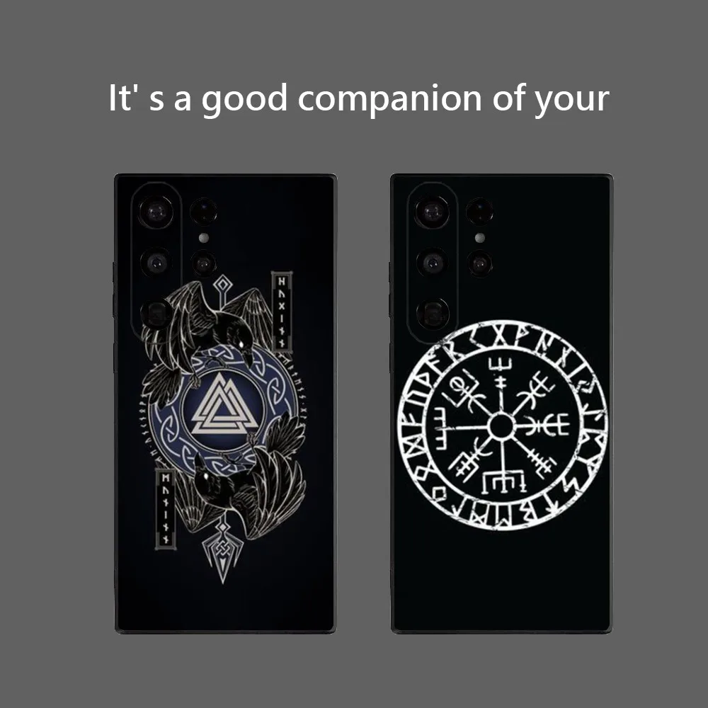 V-Viking Vegvisir Logo  Phone Case for Samsung Galaxy S25 Ultra S22 S23 S24 Ultra S21 S20 5G Protective Soft Silicone TPU Funda