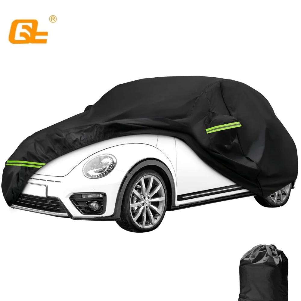 

Car Covers For New Beetle 2 Door 1998-2023 Waterproof All Weather with Door Zipper for Snow Rain Dust Hail Protection Black