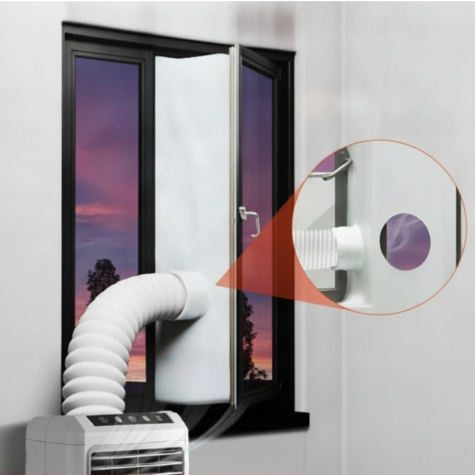 Picture 3: Textile Window Seal with Hose Sleeve Adjustable Portable Air Conditioning Window Seal Kit Baffle Flexible Horizontal
